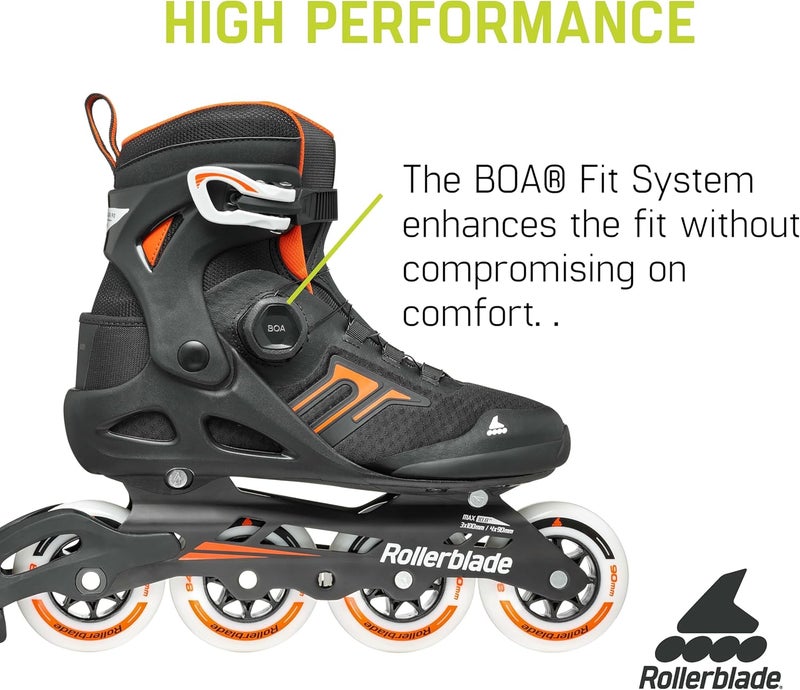 ROLLERBLADE Macroblade 90 BOA Men's Adult Fitness Inline Skate, Black and Orange - Image 4